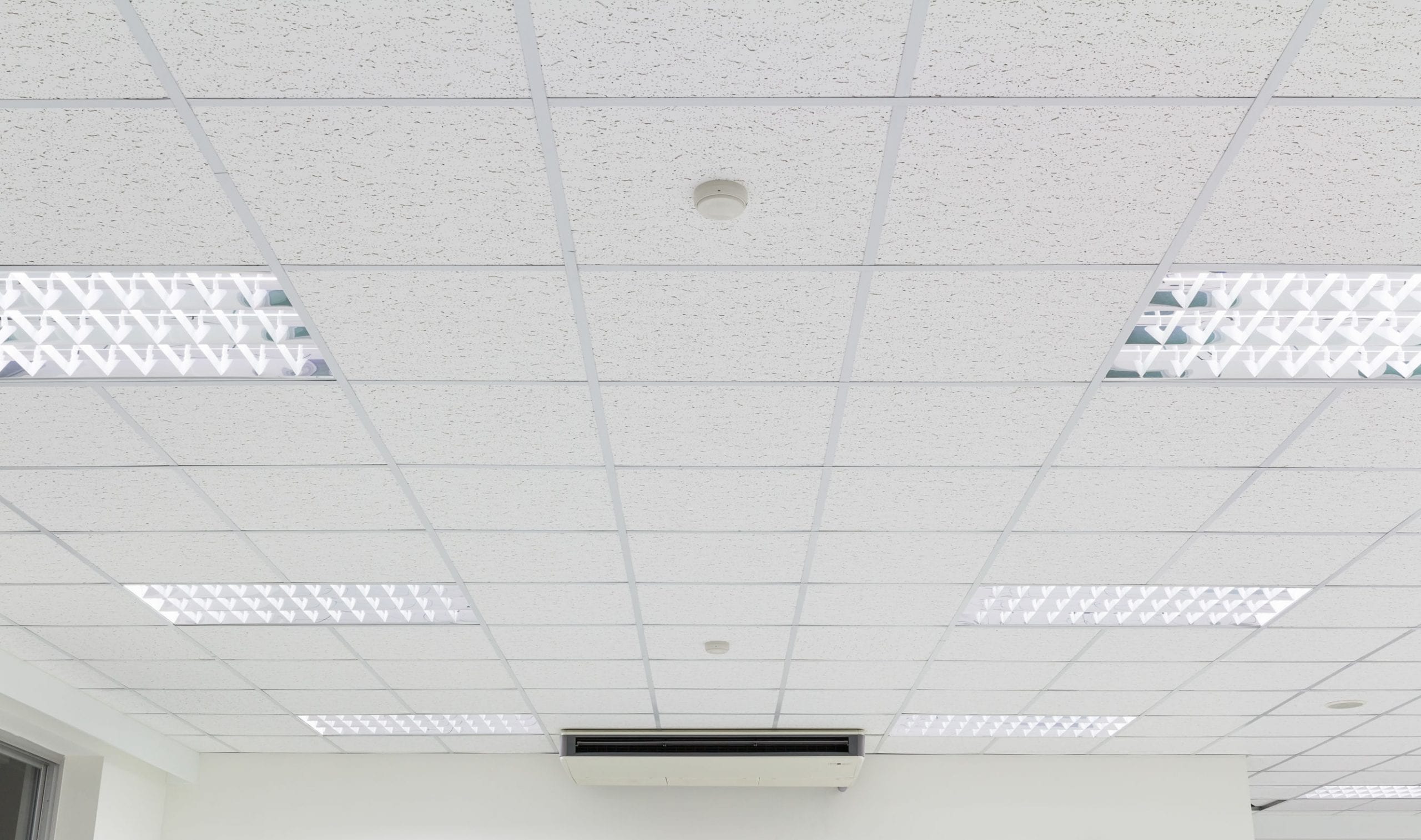 Ceiling and lighting inside office building.